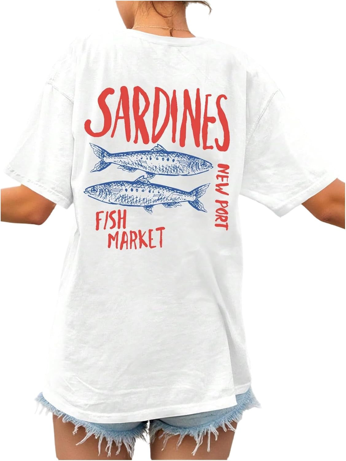 Women'S Oversized Graphic Tees Drop Shoulder Half Sleeve Loose Casual T Shirt Tops