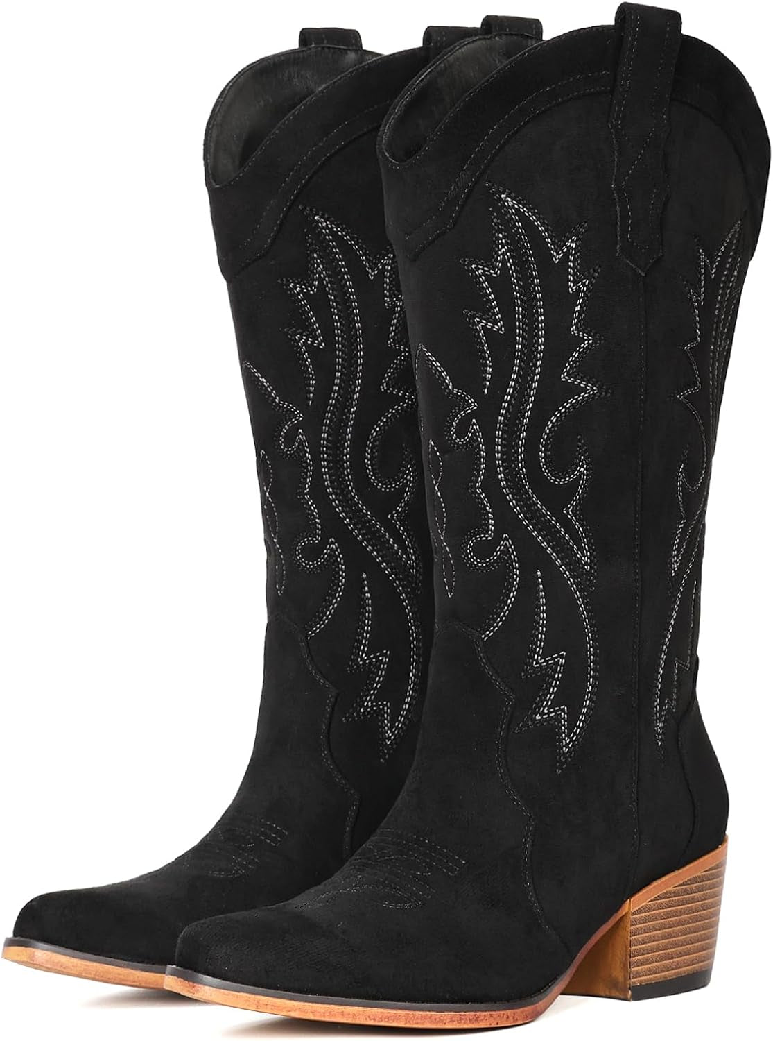 Cowboy Boots for Women Western Cowgirl Boots with Chunky Heel Mid Calf Snip Toe Ideal for Low Insteps