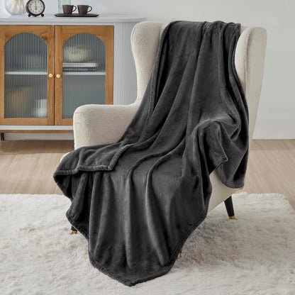Gentlesoft Fleece Blankets Queen Size Dark Grey - Bed Blanket Soft Lightweight Plush Fuzzy Cozy Luxury Microfiber, 90X90 Inches