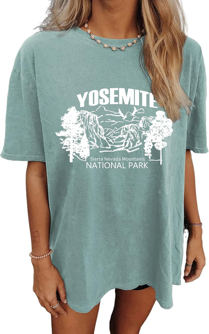 Women'S Graphic Oversized Tshirt Vintage Half Sleeve round Neck Baggy Tee Summer Casual Tunic Shirt