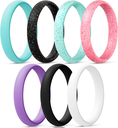 Women'S Bridal Rings Sets, Thin and Stackable Rings Silicone Women Wedding Bands，Rubber Promise Rings for Gift, Anniversary Ring for Work Out- 2.5Mm Width - 1.8Mm Thick