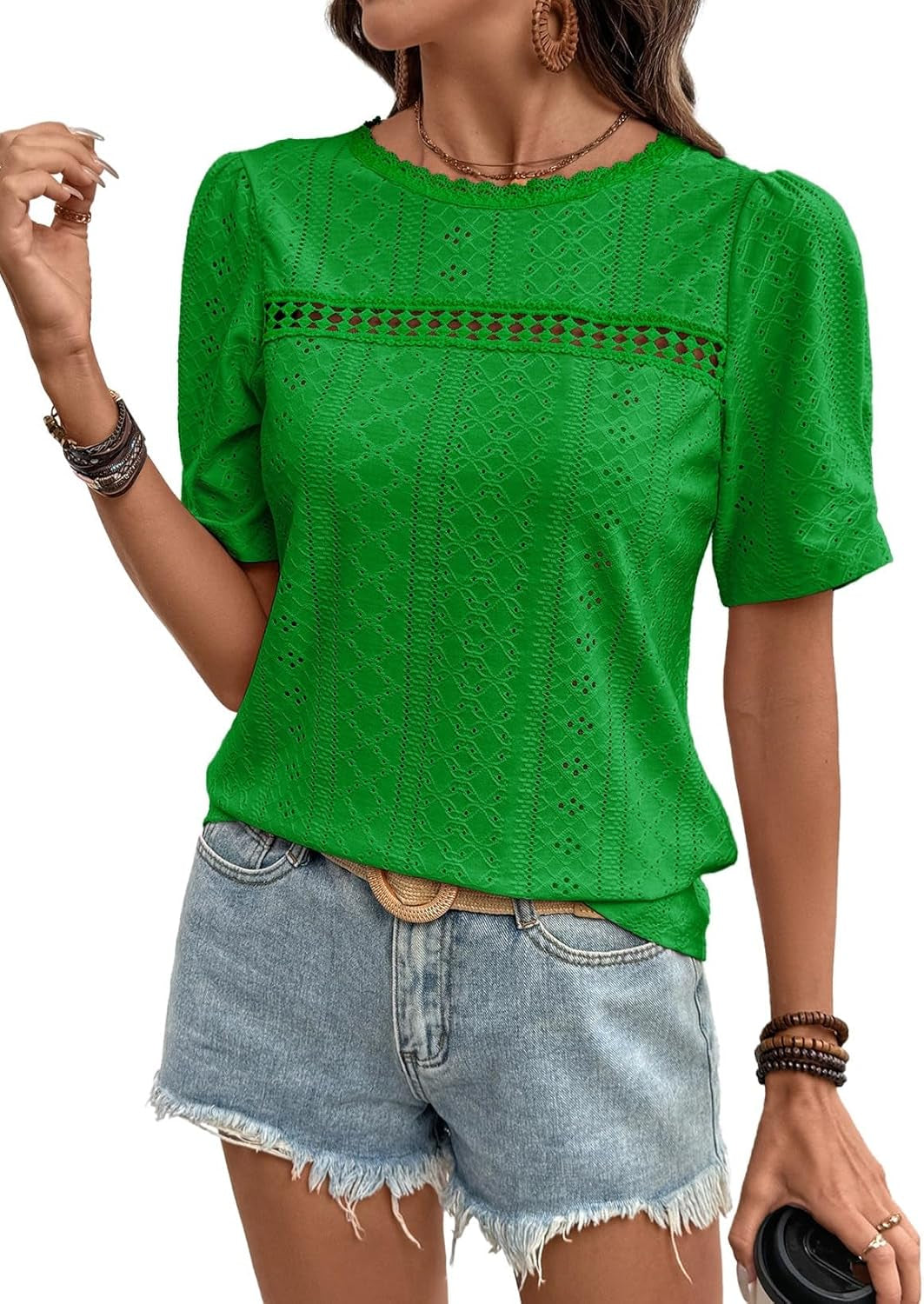 Women'S Shirts Casual 2026 Beach Hollow Out Trendy Casual Summer Tops Vacation Blouses