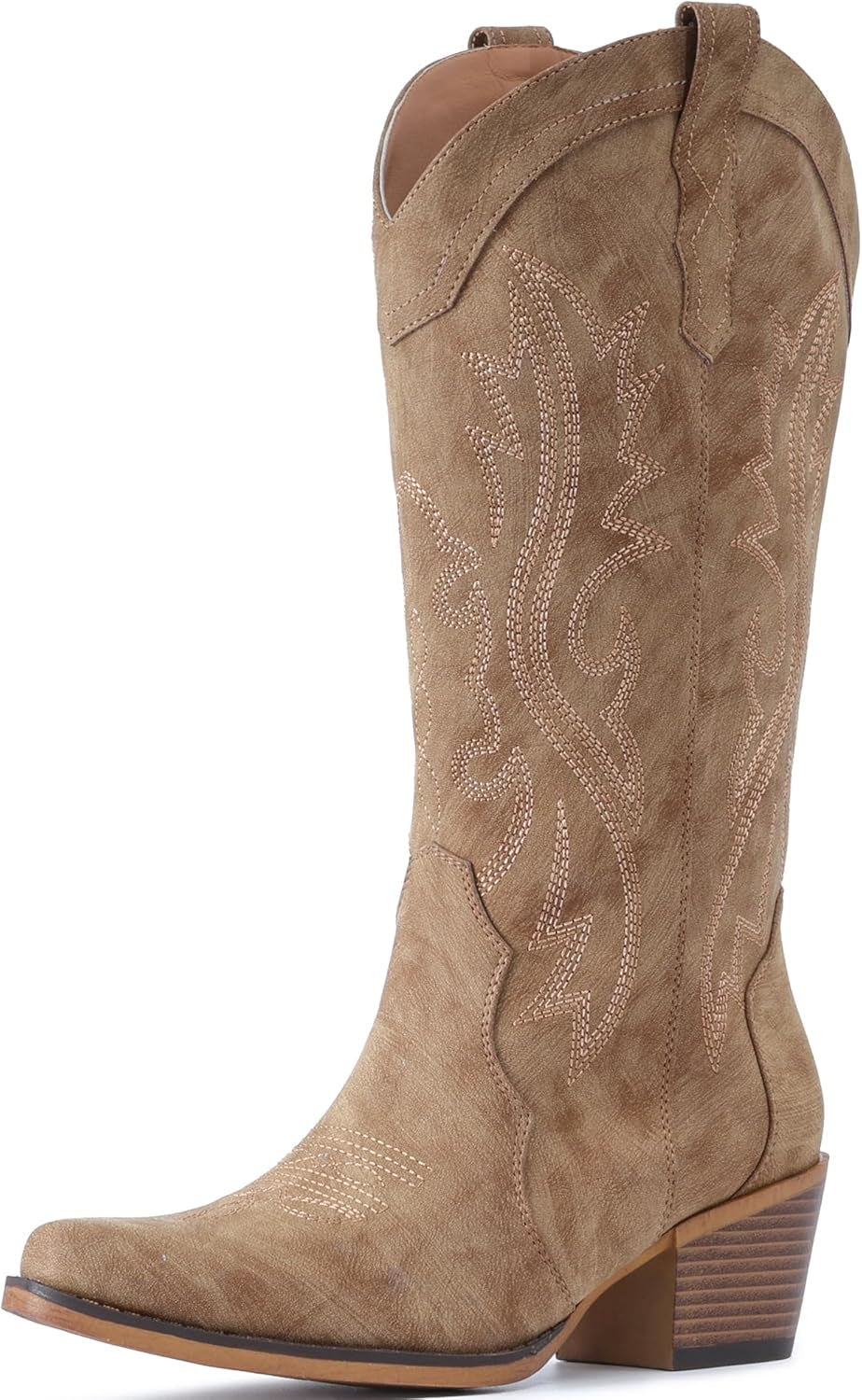 Cowboy Boots for Women Western Cowgirl Boots with Chunky Heel Mid Calf Snip Toe Ideal for Low Insteps