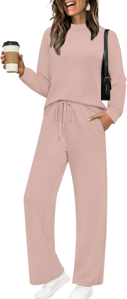 Two Piece Sets for Women Mock Neck Matching Sets Loungewear Fall Clothes Travel Outfits Fashion 2025 XS-2XL