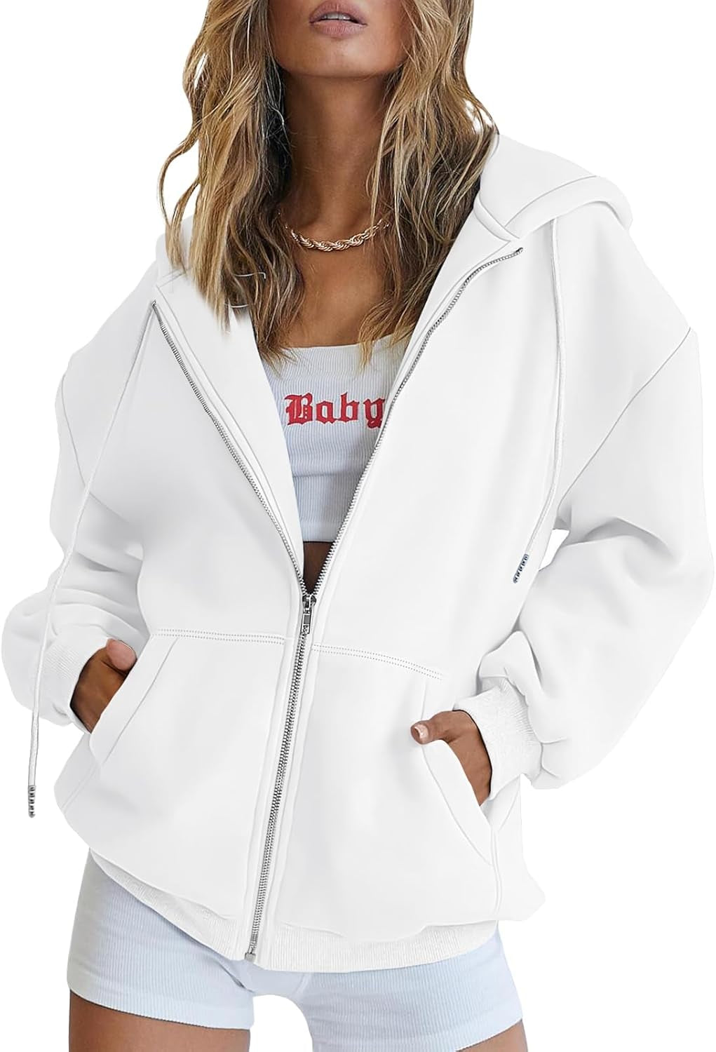 Womens Zip up Hoodies Oversized Sweatshirts Fall Fashion Spring Outfits Casual Jackets 2026 Winter Clothes