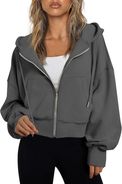 Hoodies for Women Full Zip up Cropped Sweatshirts Jackets Casual Comfy Gym Tops Fall Outfits Winter Clothes 2026