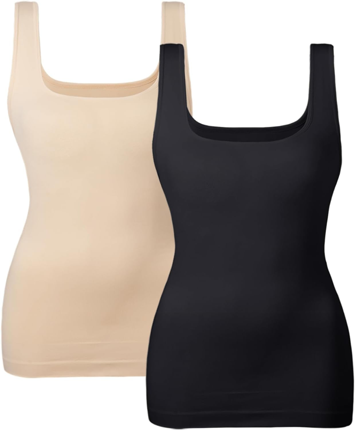 Women'S Tummy Control Shapewear Tank Tops Seamless Square Neck Compression Tops Slimming Body Shaper Camisole