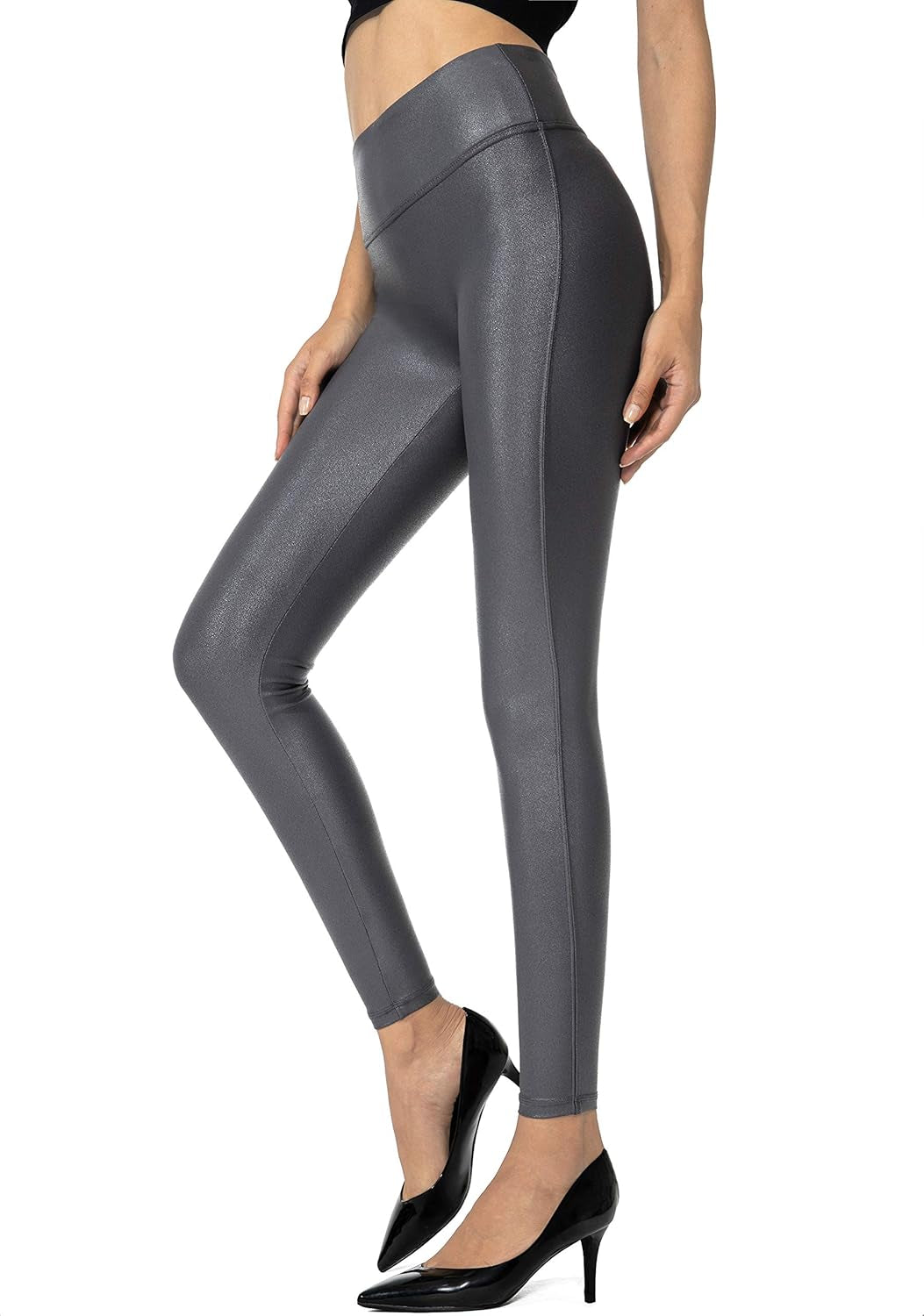 Women'S 25.5''/27'' Faux Leather Leggings Pants Stretch High Waisted Tights for Women