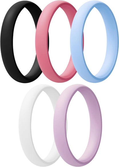 Women'S Bridal Rings Sets, Thin and Stackable Rings Silicone Women Wedding Bands，Rubber Promise Rings for Gift, Anniversary Ring for Work Out- 2.5Mm Width - 1.8Mm Thick