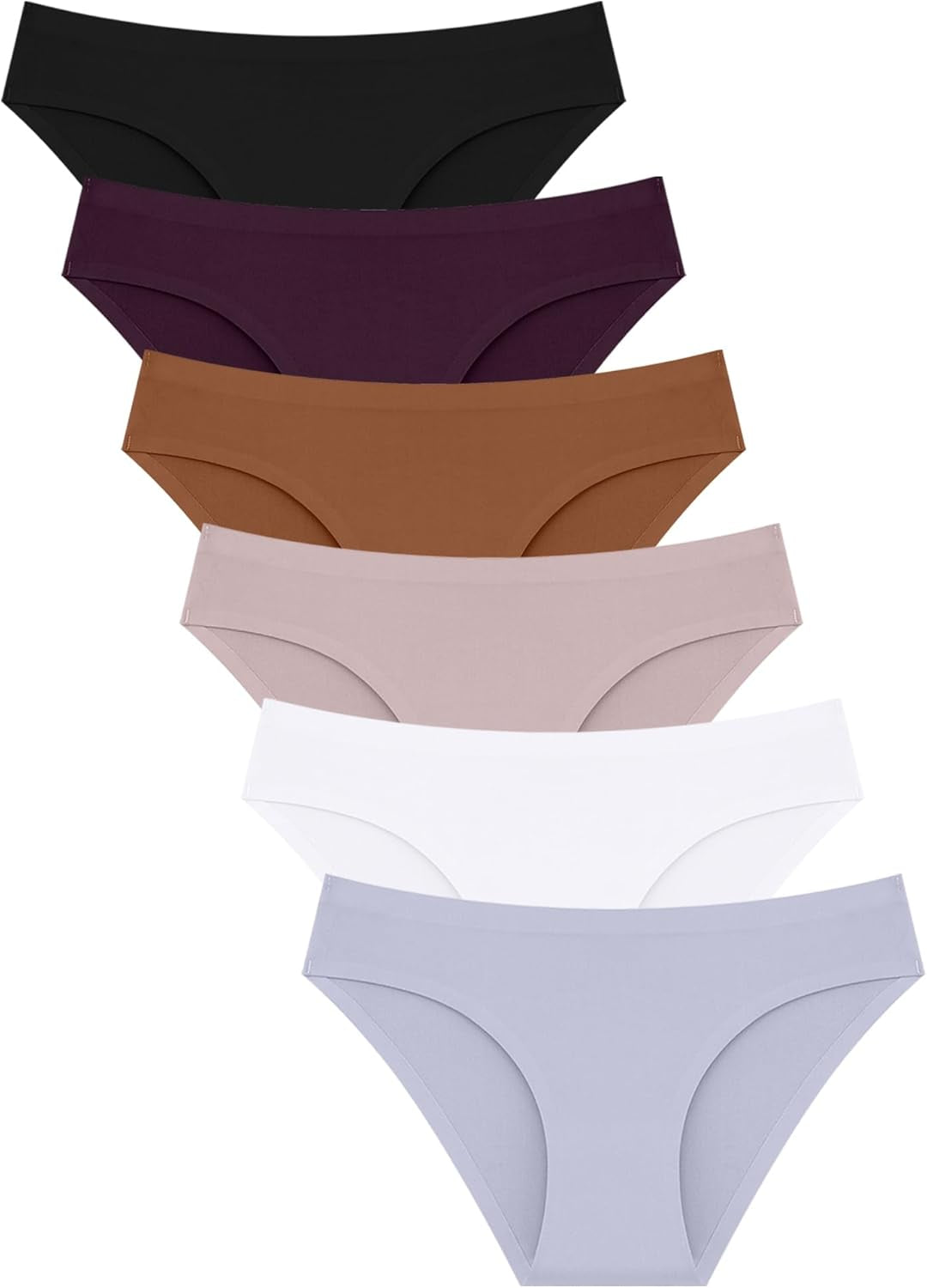 6 Pack Women’S Seamless Hipster Underwear No Show Panties Invisibles Briefs Soft Stretch Bikini Underwears XS-XL
