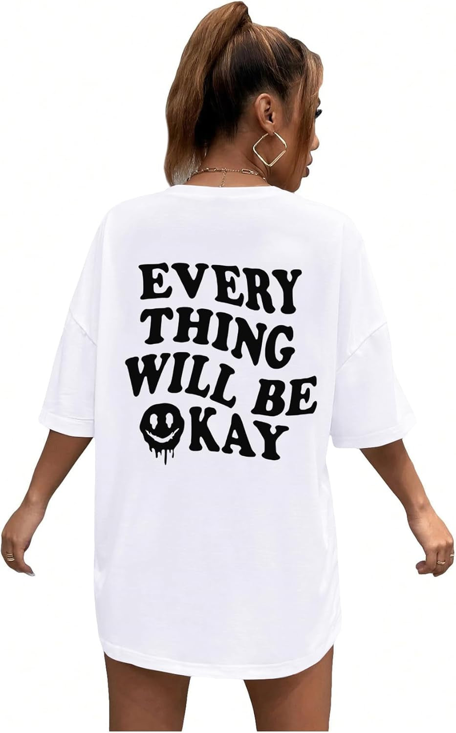 Women'S Oversized T Shirts Graphic Tees Letter Print Casual Trendy Summer Loose Tops