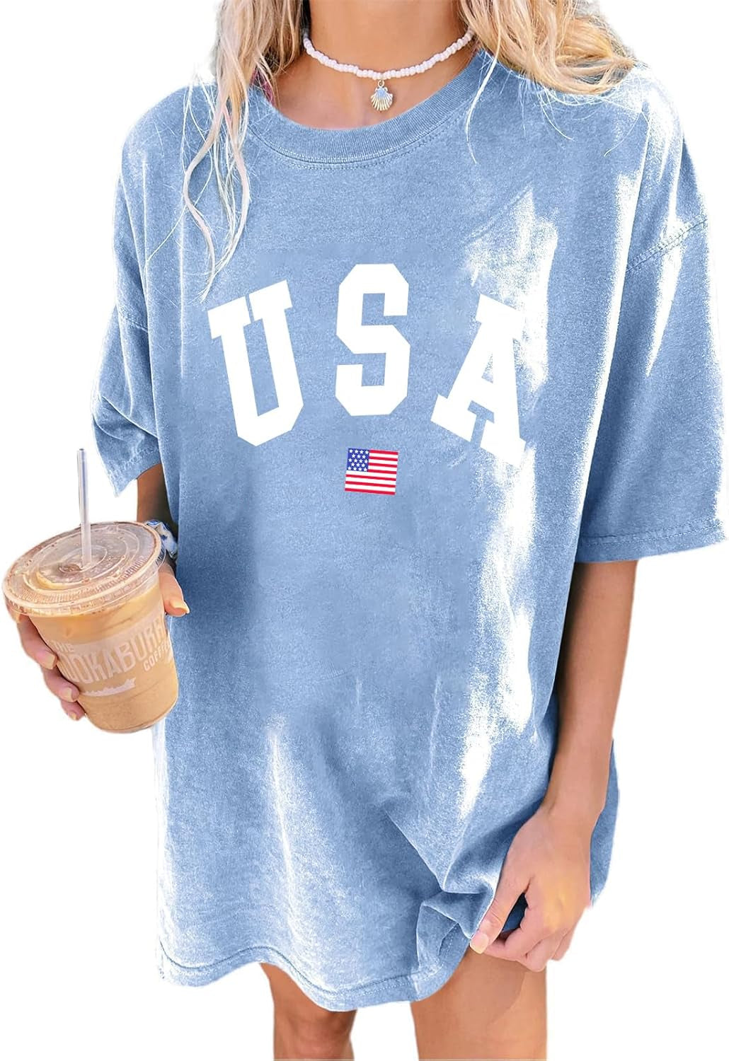 Women'S Casual Oversized T Shirt Short Sleeve Graphic Tee Letter Sun Moon Shirts