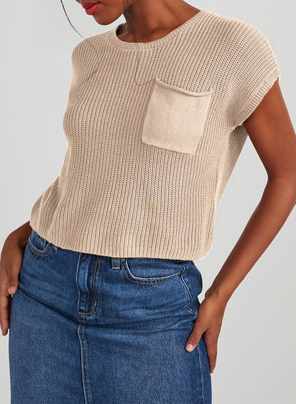 Women'S Casual Short Sleeve Loose Tunic Tops Lightweight Knit Spring Pullover Sweater Blouses