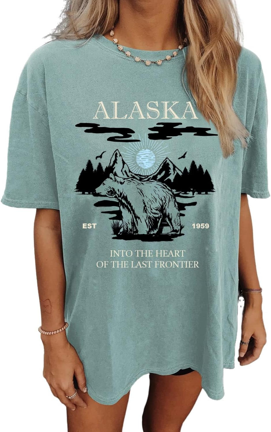 Women'S Graphic Oversized Tshirt Vintage Half Sleeve round Neck Baggy Tee Summer Casual Tunic Shirt