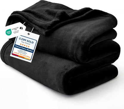 Gentlesoft Fleece Blankets Queen Size Dark Grey - Bed Blanket Soft Lightweight Plush Fuzzy Cozy Luxury Microfiber, 90X90 Inches