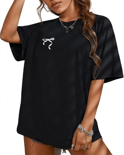 Women'S Casual Oversized T Shirt Short Sleeve Graphic Tee Letter Sun Moon Shirts
