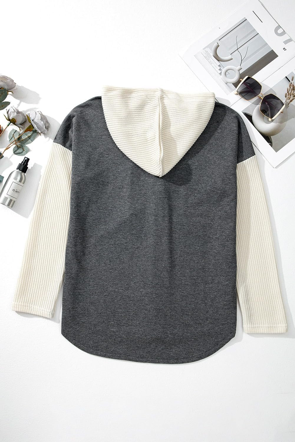 Oversized Sweatshirt for Women Loose Fit Casual Long Sleeve Button Hooded Sweatshirts Hoodies with Pocket