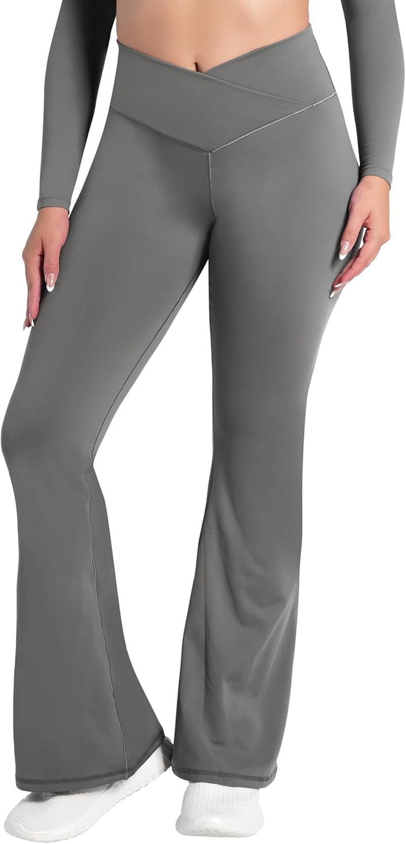 Flare Leggings, Crossover Yoga Pants with Tummy Control, High-Waisted and Wide Leg
