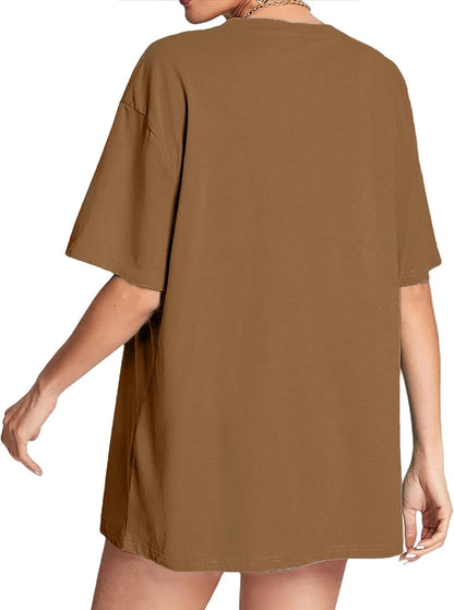 Women'S Graphic Oversized Tshirt Vintage Half Sleeve round Neck Baggy Tee Summer Casual Tunic Shirt