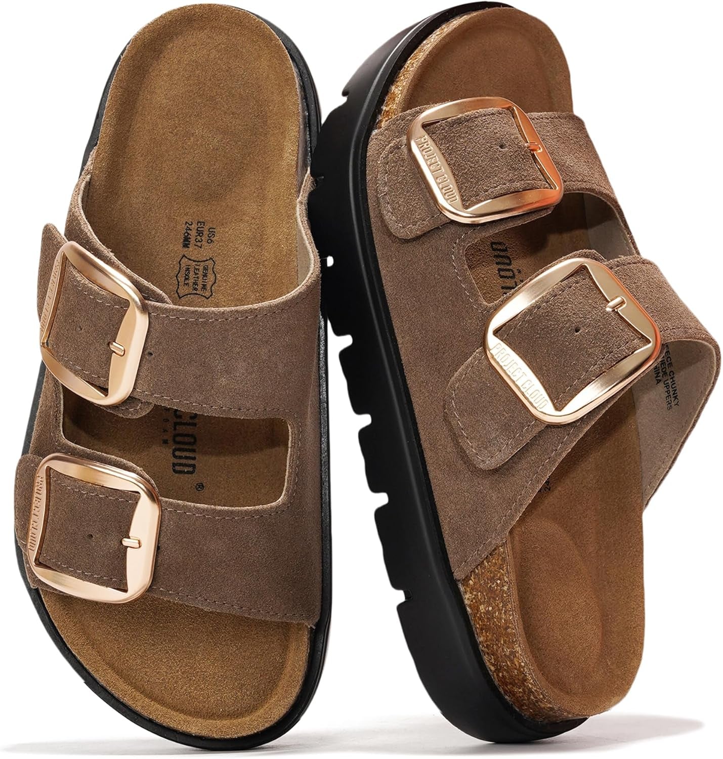 Genuine Leather Platform Sandals Women Footwear - Wedge Chunky Sandals Womens Sandals with Memory Foam Insole and Cork Footbed (GREECECHUNKY)