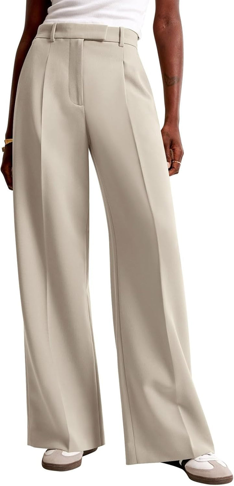 Women Wide Leg Pants High Waisted Business Casual Work Trousers Dressy Pants with Pockets