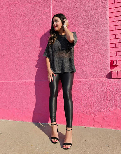 Women'S 25.5''/27'' Faux Leather Leggings Pants Stretch High Waisted Tights for Women