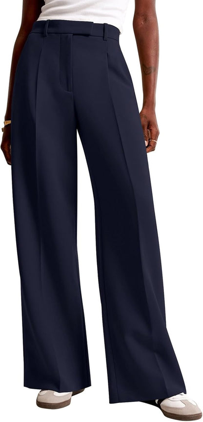 Women Wide Leg Pants High Waisted Business Casual Work Trousers Dressy Pants with Pockets