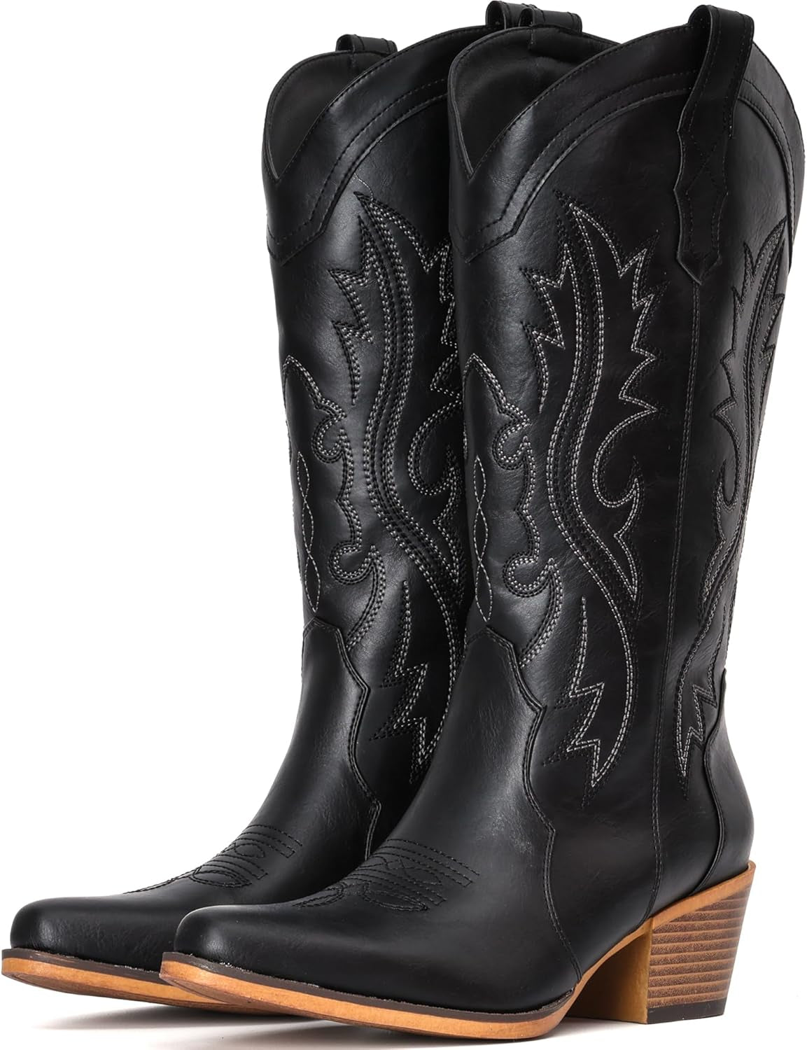 Cowboy Boots for Women Western Cowgirl Boots with Chunky Heel Mid Calf Snip Toe Ideal for Low Insteps