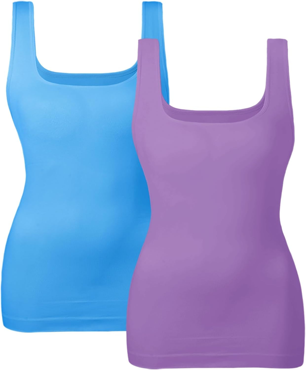 Women'S Tummy Control Shapewear Tank Tops Seamless Square Neck Compression Tops Slimming Body Shaper Camisole