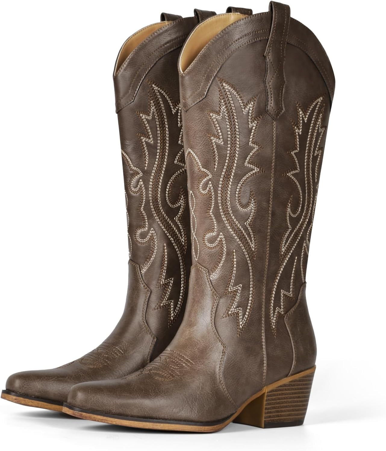 Cowboy Boots for Women Western Cowgirl Boots with Chunky Heel Mid Calf Snip Toe Ideal for Low Insteps