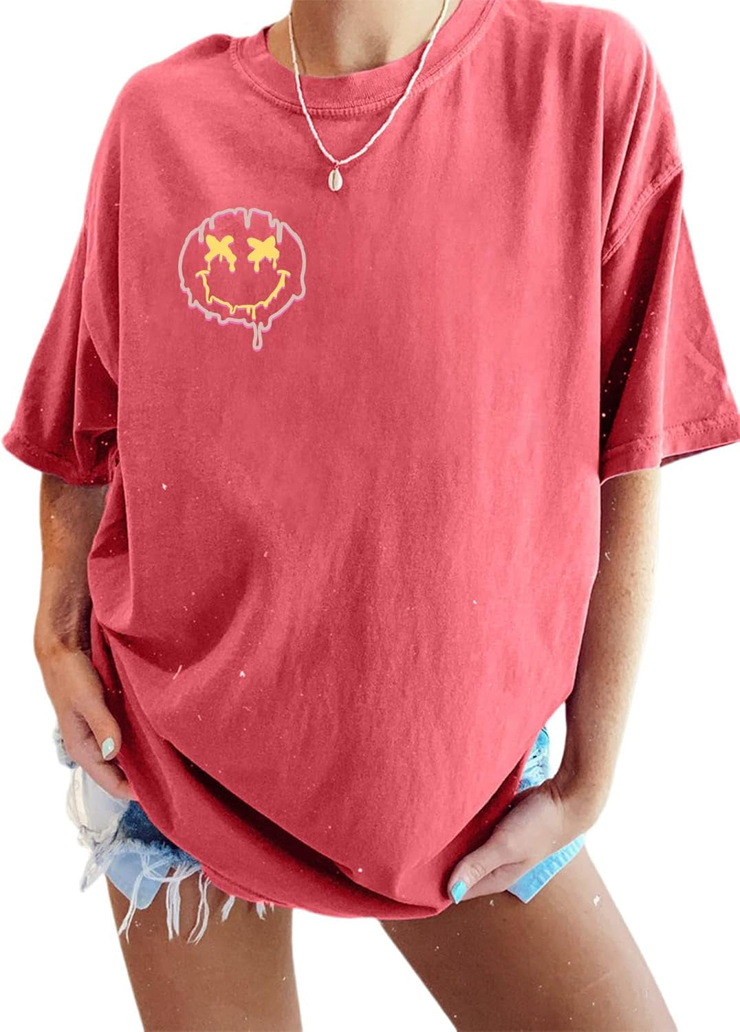 Women'S Casual Oversized T Shirt Short Sleeve Graphic Tee Letter Sun Moon Shirts