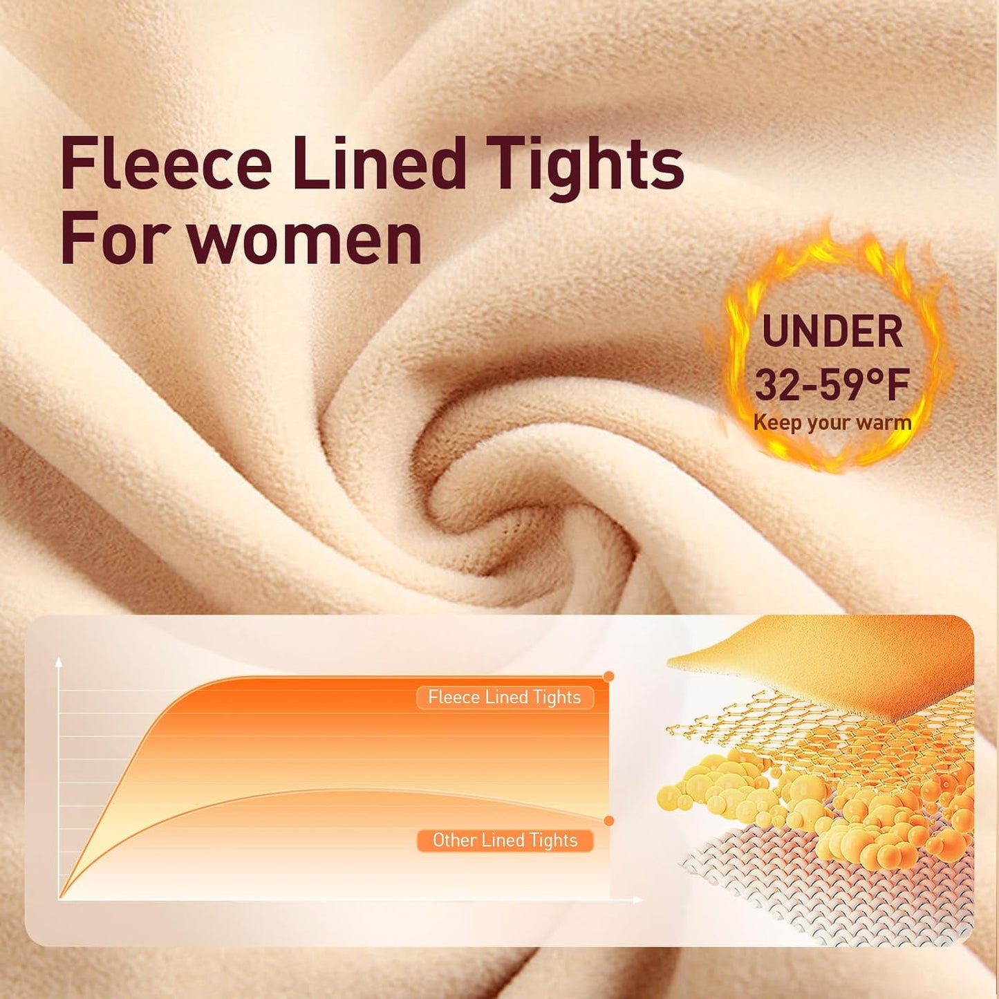 Translucent Fleece Lined Tights Women, Thermal Tights for Women, Pantyhose Leggings, Warm Sheer Tights for Women Winter (Large, Black)