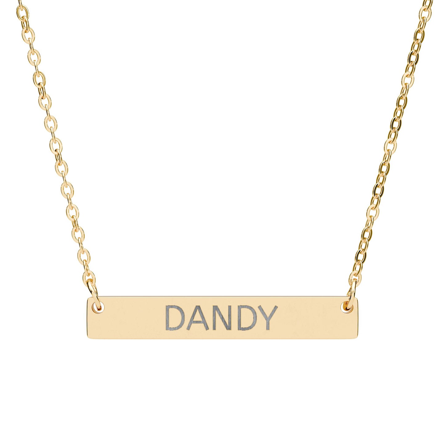 Dandy Bar Necklace - Minimalist Engraved Pendant - Dainty Script Jewelry