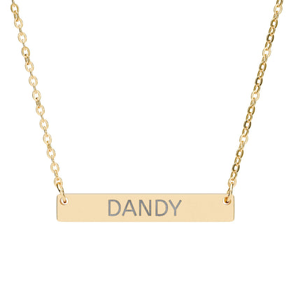 Dandy Bar Necklace - Minimalist Engraved Pendant - Dainty Script Jewelry