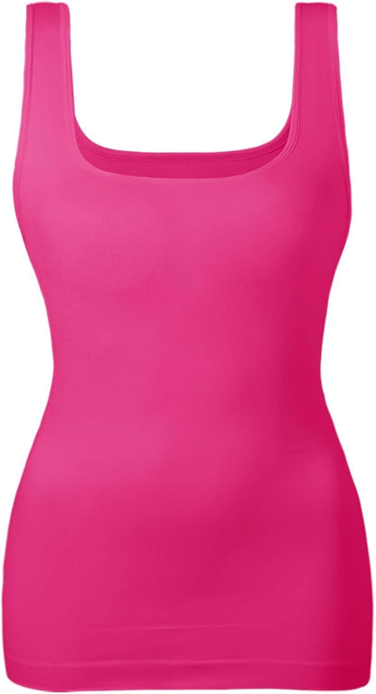 Women'S Tummy Control Shapewear Tank Tops Seamless Square Neck Compression Tops Slimming Body Shaper Camisole