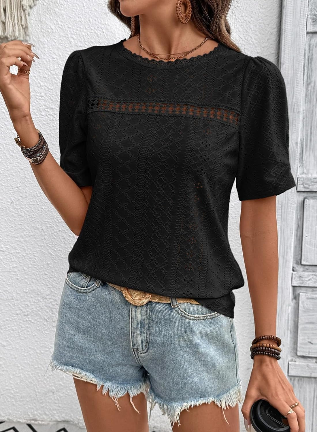 Women'S Shirts Casual 2026 Beach Hollow Out Trendy Casual Summer Tops Vacation Blouses