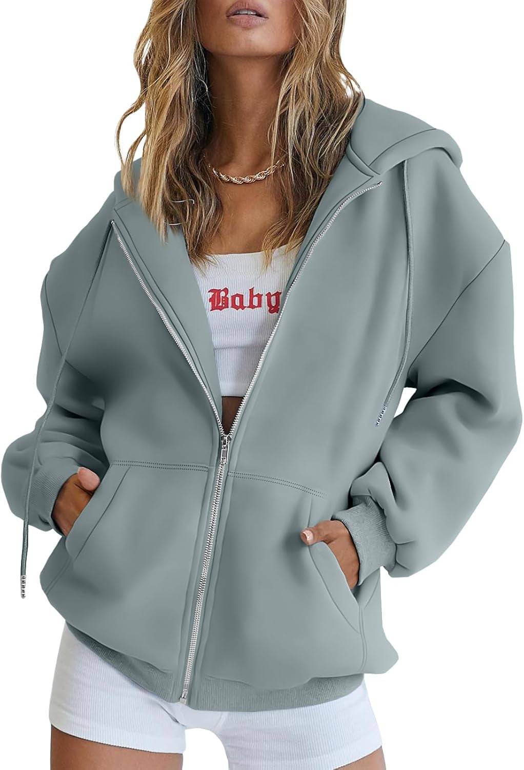 Womens Zip up Hoodies Oversized Sweatshirts Fall Fashion Spring Outfits Casual Jackets 2026 Winter Clothes