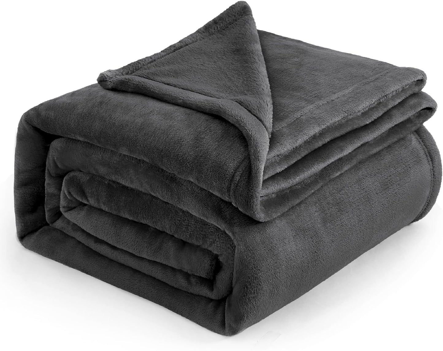 Gentlesoft Fleece Blankets Queen Size Dark Grey - Bed Blanket Soft Lightweight Plush Fuzzy Cozy Luxury Microfiber, 90X90 Inches