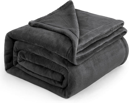 Gentlesoft Fleece Blankets Queen Size Dark Grey - Bed Blanket Soft Lightweight Plush Fuzzy Cozy Luxury Microfiber, 90X90 Inches