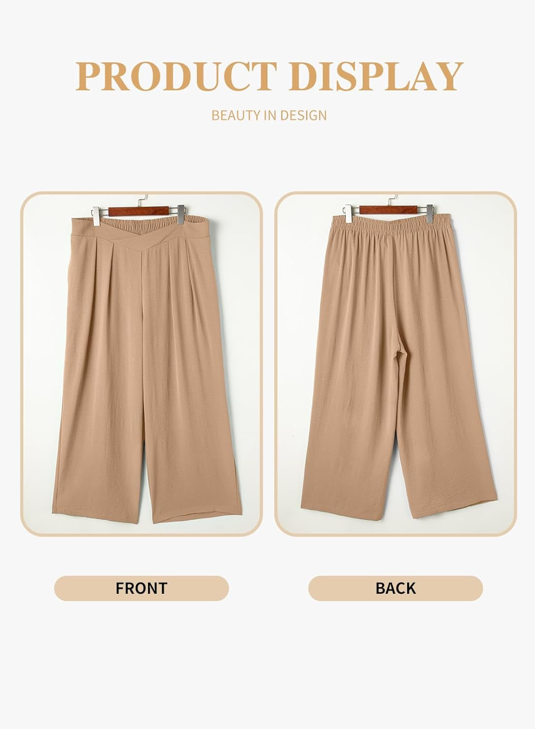 Womens plus Size Wide Leg Pants Crossover Waist Pleated Front Casual Work Pants Lounge Trouser with Pockets(1X-5X)