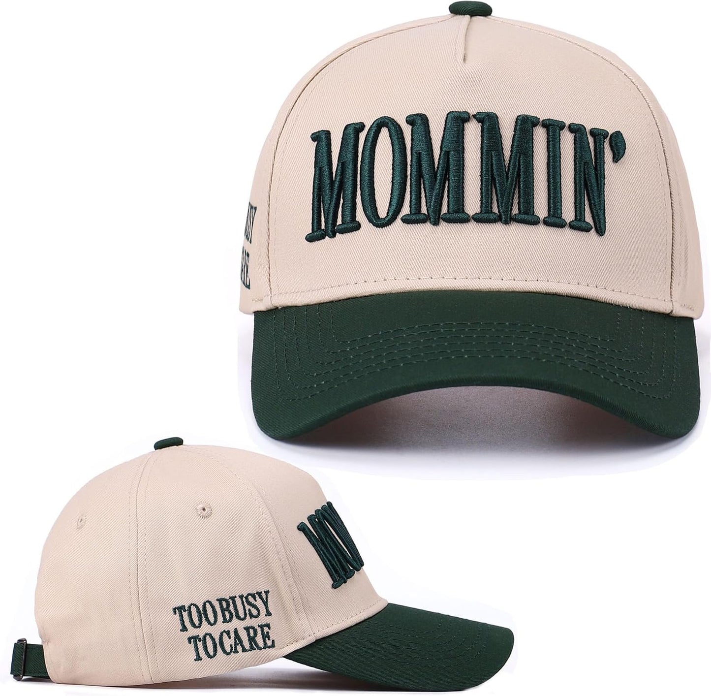 Vintage Two-Tone Trucker Hat Adjustable Baseball Cap with Mommin Embroidery Ponytail Fit Unisex Outdoor Casual Headwear