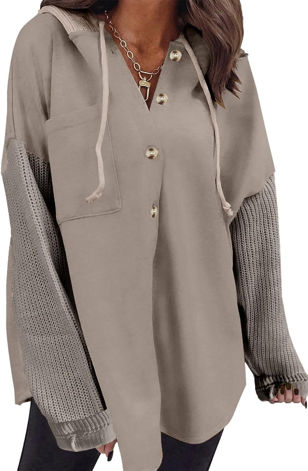 Oversized Sweatshirt for Women Loose Fit Casual Long Sleeve Button Hooded Sweatshirts Hoodies with Pocket