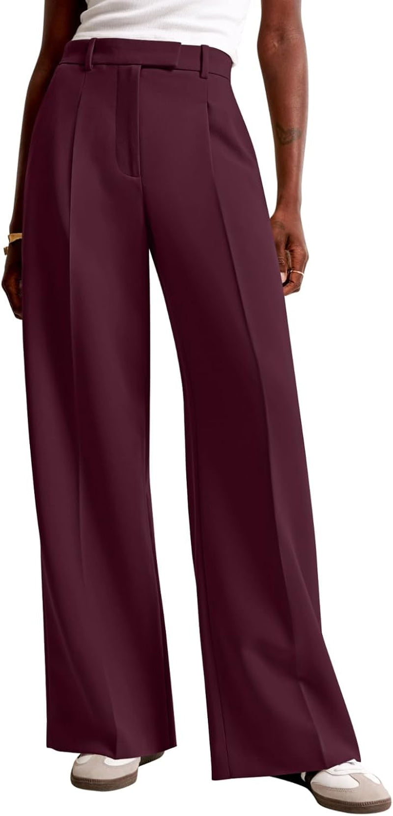 Women Wide Leg Pants High Waisted Business Casual Work Trousers Dressy Pants with Pockets