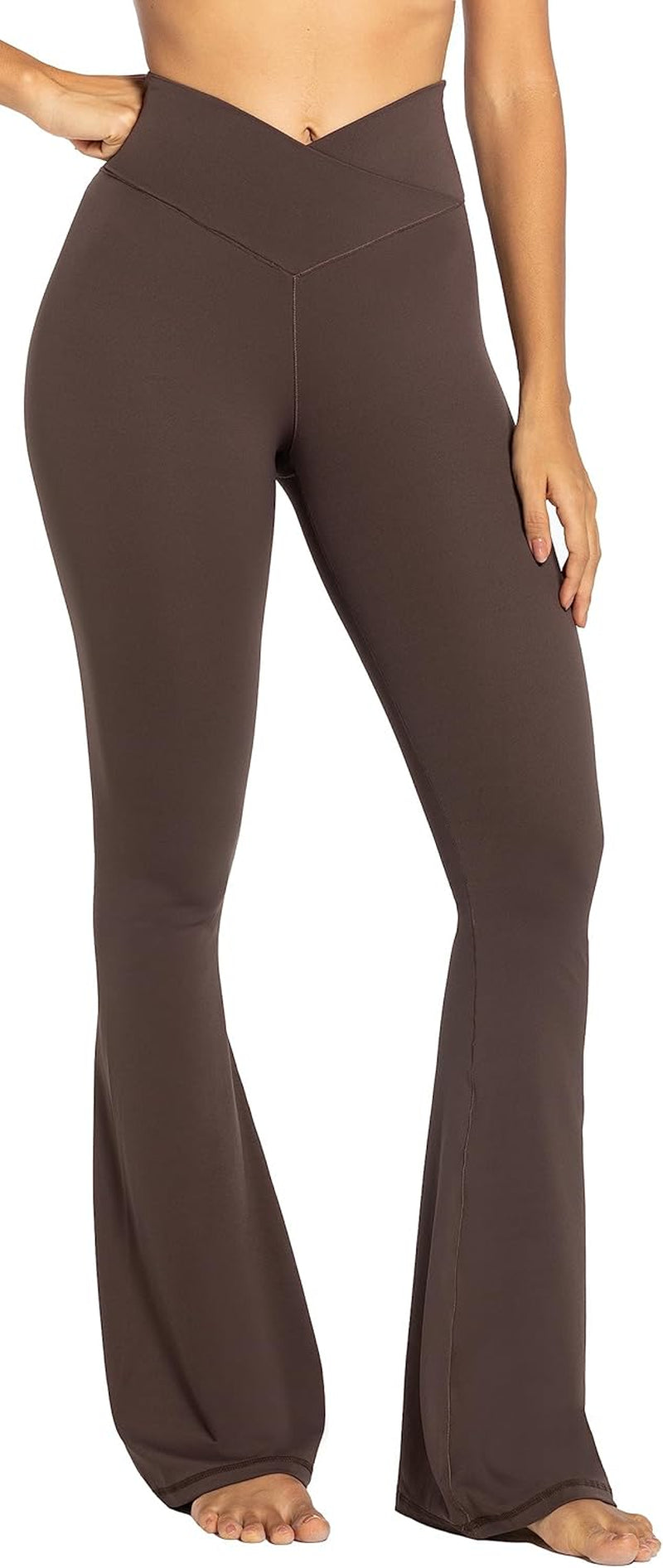 Flare Leggings, Crossover Yoga Pants with Tummy Control, High-Waisted and Wide Leg