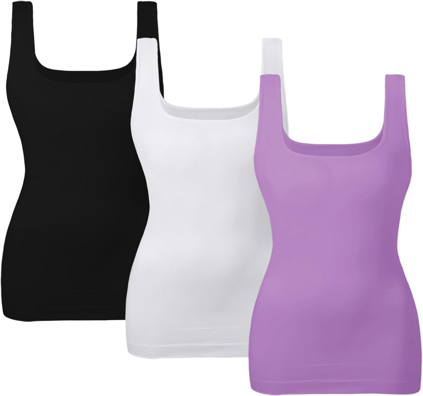 Women'S Tummy Control Shapewear Tank Tops Seamless Square Neck Compression Tops Slimming Body Shaper Camisole