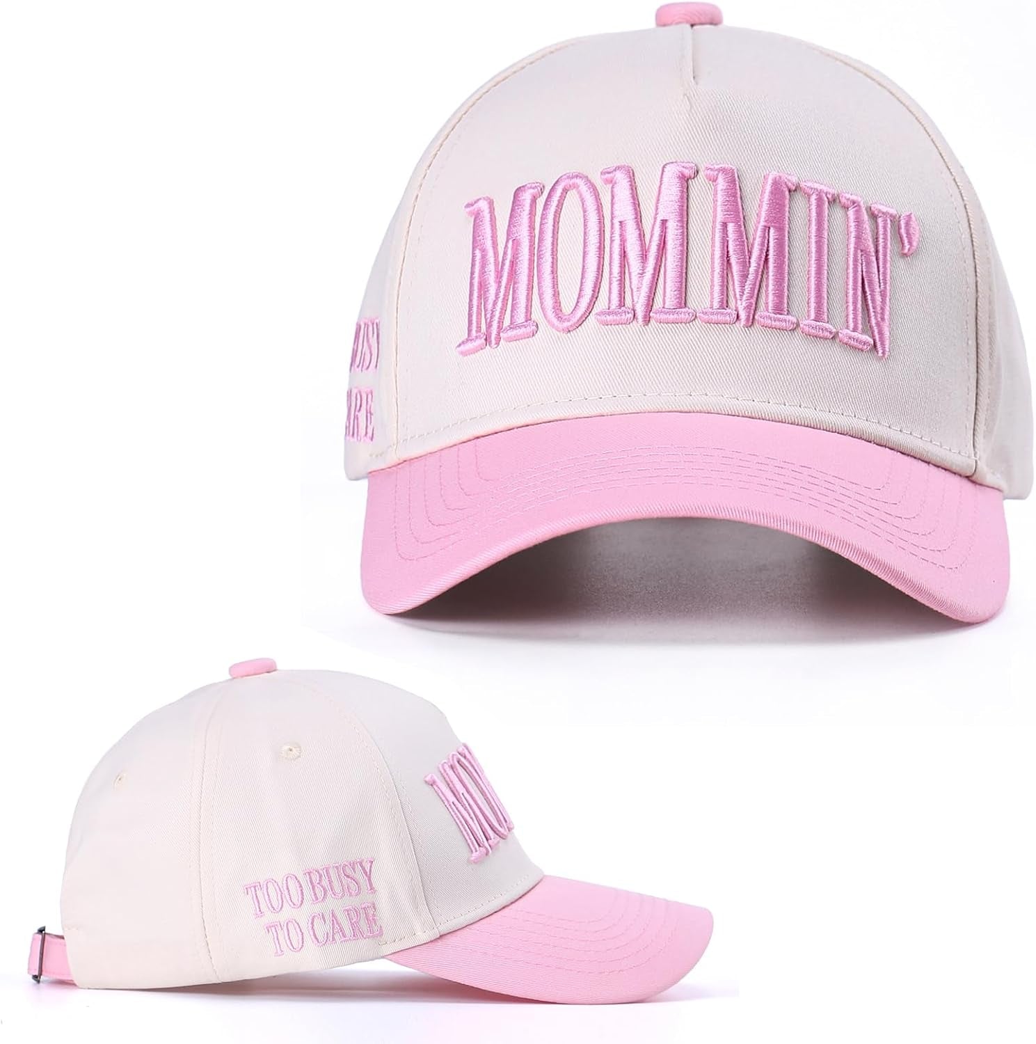 Vintage Two-Tone Trucker Hat Adjustable Baseball Cap with Mommin Embroidery Ponytail Fit Unisex Outdoor Casual Headwear