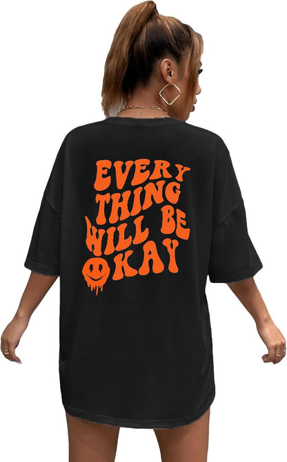 Women'S Oversized T Shirts Graphic Tees Letter Print Casual Trendy Summer Loose Tops