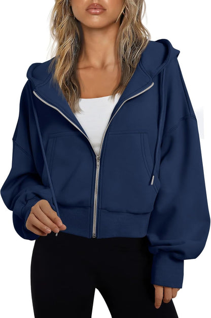 Hoodies for Women Full Zip up Cropped Sweatshirts Jackets Casual Comfy Gym Tops Fall Outfits Winter Clothes 2026