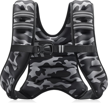 Weighted Vest, 6Lb/8Lb/12Lb/16Lb/20Lb/25Lb/30Lb Weight Vest with Reflective Stripe for Workout, Strength Training, Running, Fitness, Muscle Building, Weight Loss, Weightlifting