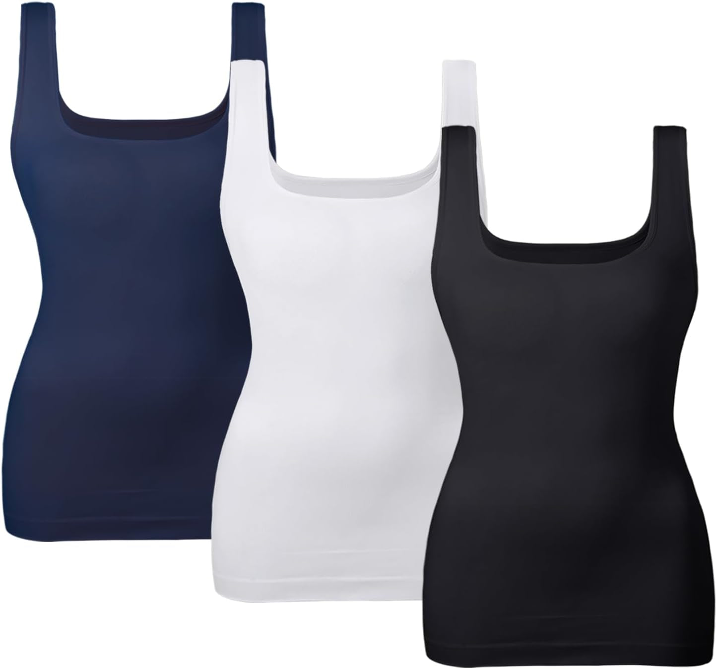 Women'S Tummy Control Shapewear Tank Tops Seamless Square Neck Compression Tops Slimming Body Shaper Camisole